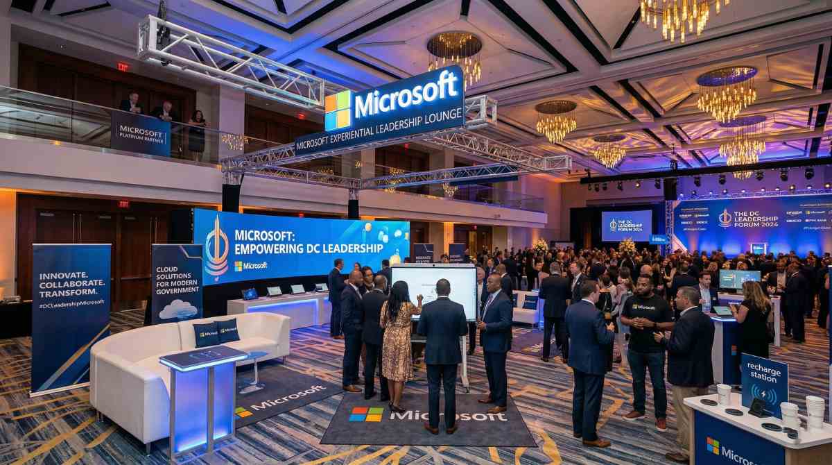 Branded experiential activation sponsorship zone designed and produced by Decibel Events in Washington DC.